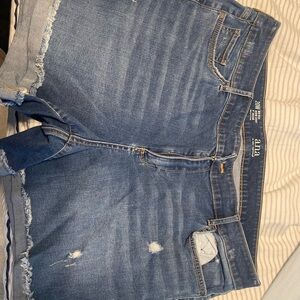 a.n.a Distressed Blue Denim Shorts